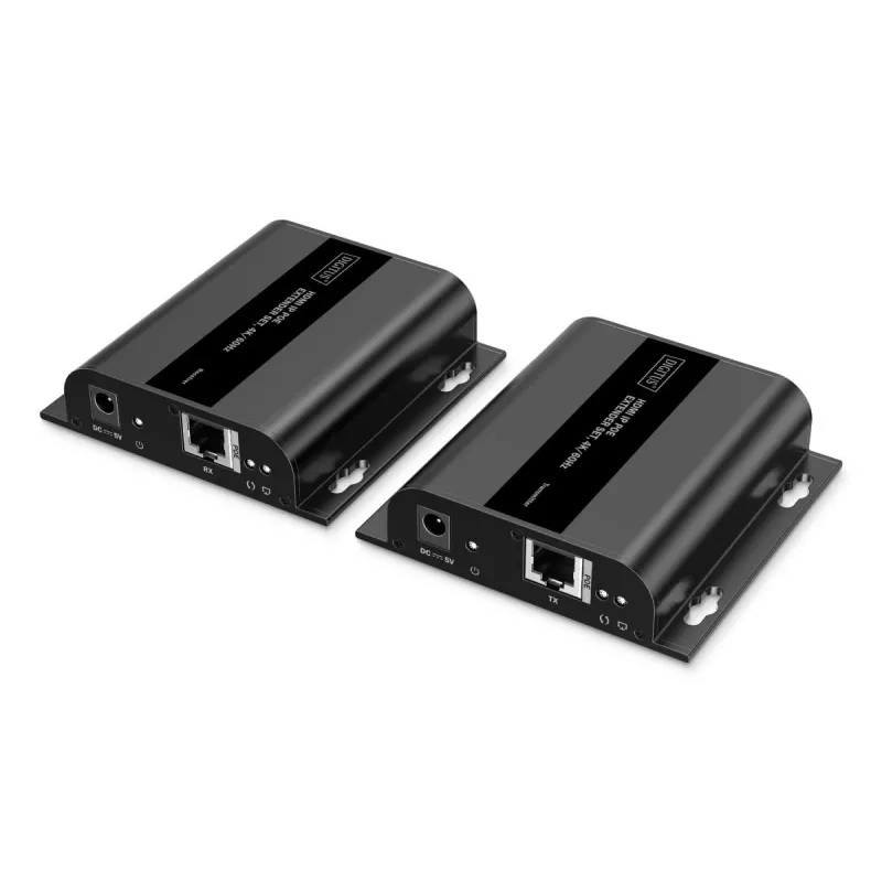 DIGITUS HDMI IP Extender Set - 4K/60Hz 120/200 m, PoE, One-to-Many, CAT, Schwarz