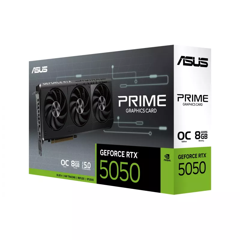 Grafikkarte ASUS GeForce RTX 5050 8 GB GDDR6, PCIe 5.0, 2560 CUDA-Kerne, 128-Bit, 3xDP 1xHDMI, 550W Netzteil, 268,3×120×50 mm