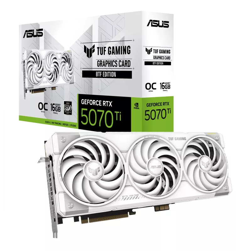 Grafikkarte ASUS TUF NVIDIA GeForce RTX 5070 Ti 16 GB GDDR7 256-Bit PCIe 5.0 3-Lüfter weiß