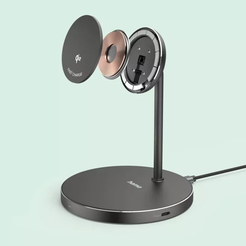 Hama 00201737 mobiles Ladegerät Kopfhörer, Smartphone Schwarz USB Kabelloses Laden Schnellladung Indoor