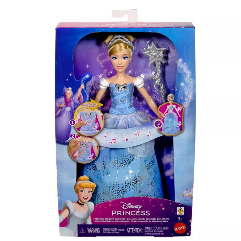 Disney Princess Verzaubertes Ballkleid Cinderella Modepuppe mit Licht & Sound, inspiriert vom Film