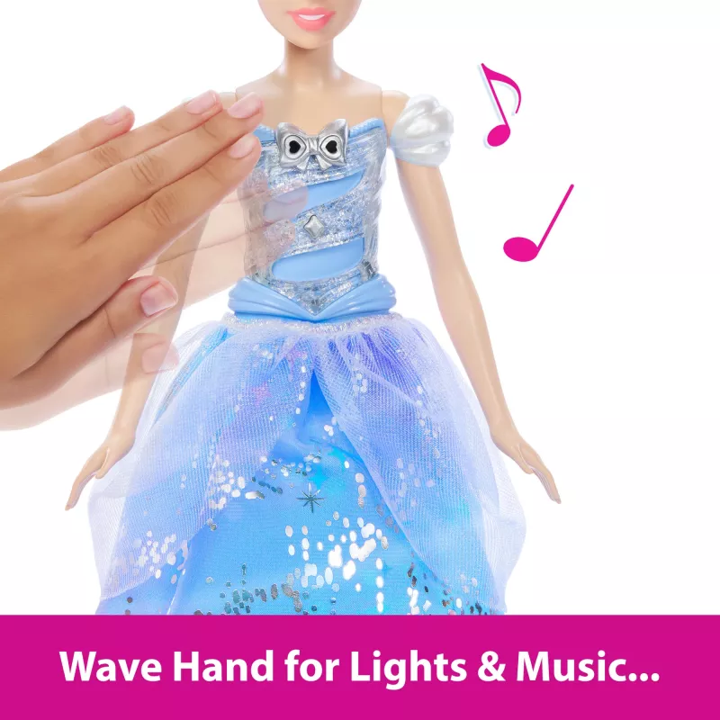 Disney Princess Verzaubertes Ballkleid Cinderella Modepuppe mit Licht & Sound, inspiriert vom Film