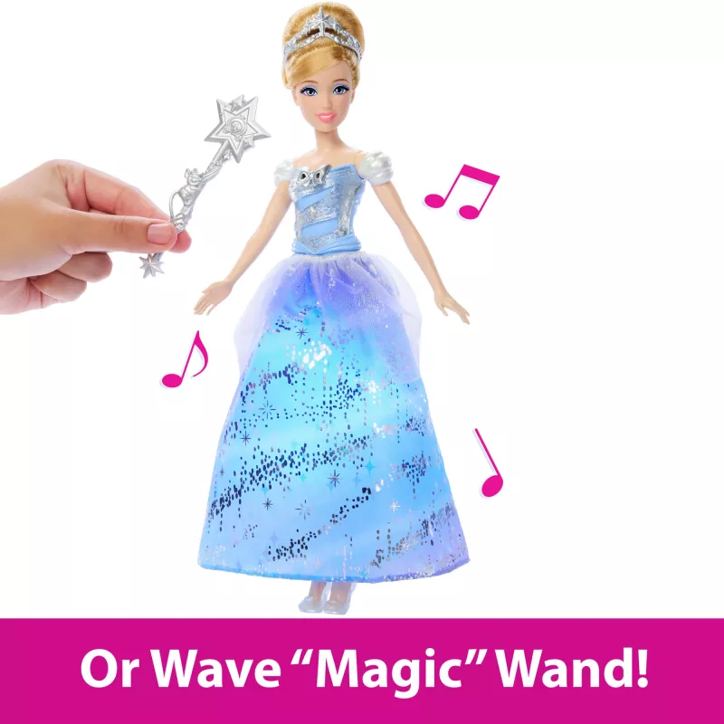 Disney Princess Verzaubertes Ballkleid Cinderella Modepuppe mit Licht & Sound, inspiriert vom Film