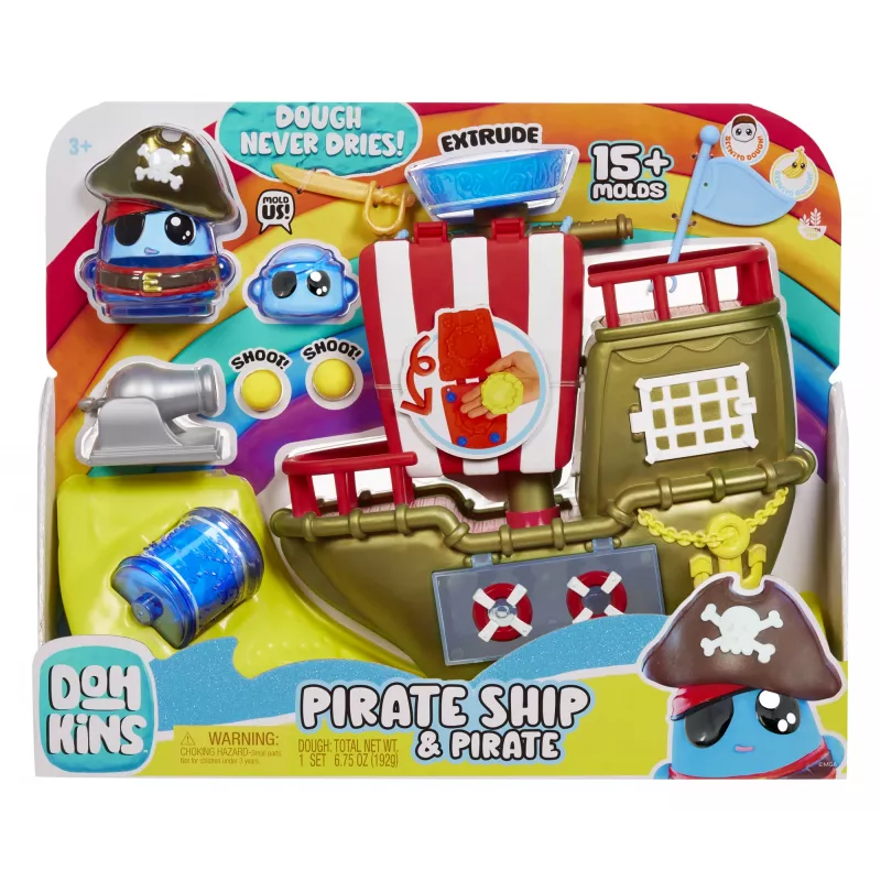 MGA DohKins Piratenschiff-Spielset, Knetmasse-Set, 2 Farben, ab 3 Jahren