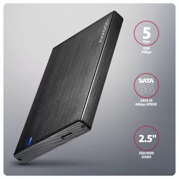 Axagon EE25-XA6C Kompakte Aluminium USB-C 5 Gbit/s – SATA 6G externe Box für 2,5 Zoll SSD/HDD