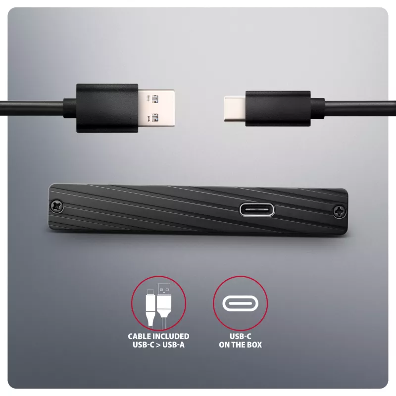 Axagon EE25-XA6C Kompakte Aluminium USB-C 5 Gbit/s – SATA 6G externe Box für 2,5 Zoll SSD/HDD