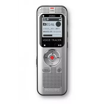 Diktiergerät Philips Voice Tracer DVT2015 Interner Speicher Flash-Karte Silber 2370 h Aufnahmezeit