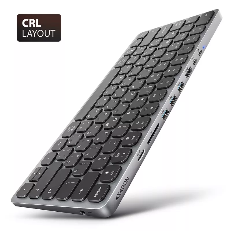 Axagon HMC-KB-CRL, USB 5Gbps Hub mit Tastatur, HDMI 4K/60Hz, 3x USB-A, SD/mSD, Audio, PD100, kyrillisches Layout