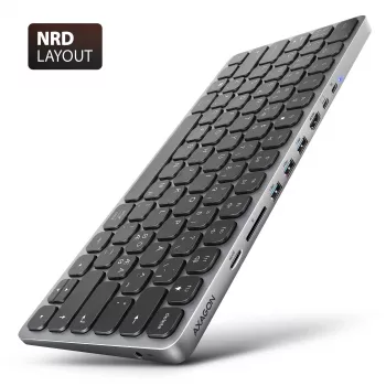 Axagon HMC-KB-NRD, USB 5Gbps Hub mit Tastatur, HDMI 4K/60Hz, 3x USB-A, SD/mSD, Audio, PD100, Nordisches Layout
