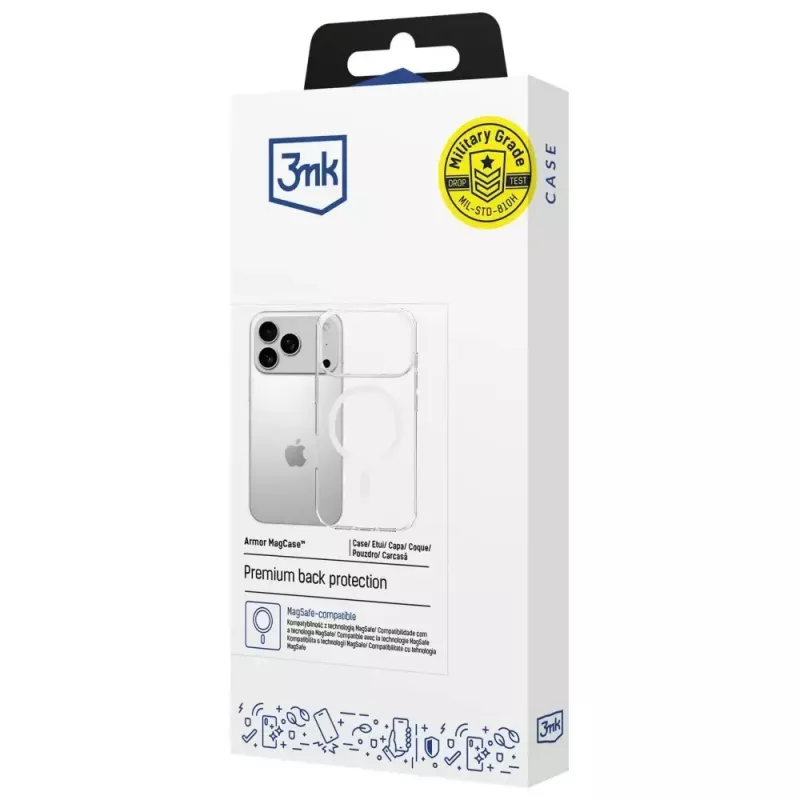 Schutzhülle 3MK Armor MagCase für Apple iPhone 17 Pro, magnetische Befestigung, transparent/rauchfarben