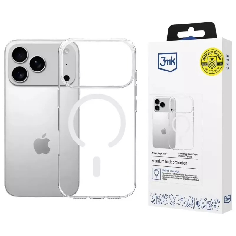 Schutzhülle 3MK Armor MagCase für Apple iPhone 17 Pro, magnetische Befestigung, transparent/rauchfarben