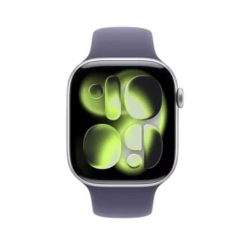 Apple Watch Series 11 GPS + Cellular 46mm Silber Aluminiumgehäuse mit Purple Fog Sportarmband – M/L