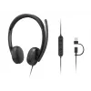 Lenovo VoIP Headset 5000 Kabelgebundenes Head-Band Büro/Callcenter USB Typ-C Schwarz