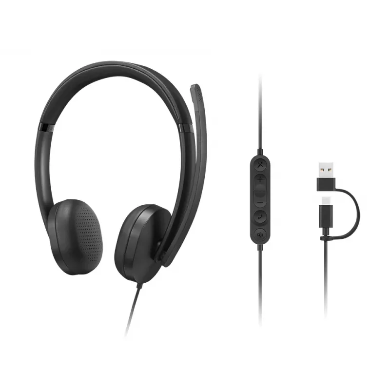 Lenovo VoIP Headset 5000 Kabelgebundenes Head-Band Büro/Callcenter USB Typ-C Schwarz