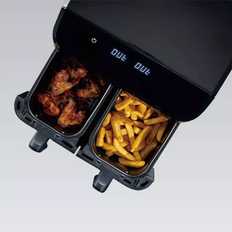 Maestro MR-758 Heißluftfritteuse mit zwei Körben, 2 x 4,5 l (9 l), 2000 W, 80–200°C, 8 Programme, schwarz