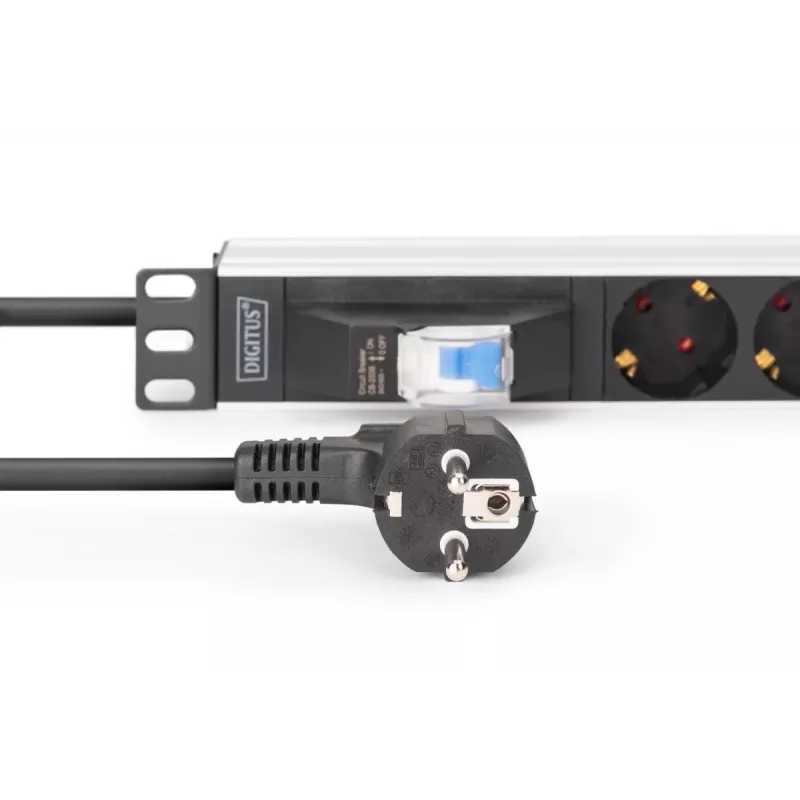 DIGITUS PDU - 1U Aluminium-Rackmount 7x Sicherheitssteckdose 16A 4000W 250VAC 50/60Hz 1x Leitungsschutzschalter