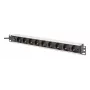 DIGITUS PDU - 1U Aluminium-Rackmount 8x CEE 7/7 Steckdose 1x Steckdose 10A Stecker 250VAC 50/60Hz IEC C14 Stecker Vorsicherung