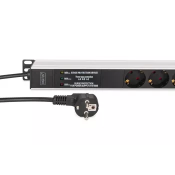 DIGITUS PDU - Aluminium-Rack-einbaubarer Frequenzfilter 2 m 16 A 3600 W 230 V AC 50/60 Hz 7x Sicherheit 2x Steckdose