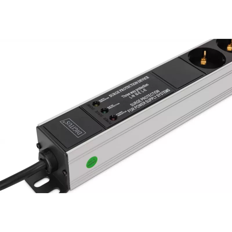 DIGITUS PDU - Aluminium-Rack-einbaubarer Frequenzfilter 2 m 16 A 3600 W 230 V AC 50/60 Hz 7x Sicherheit 2x Steckdose