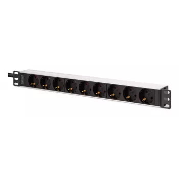 DIGITUS PDU - 1U Aluminium-Rackmount 8x Schutzkontaktsteckdose 1x Ausgang 16A 230VAC 50/60Hz IEC C20 Stecker