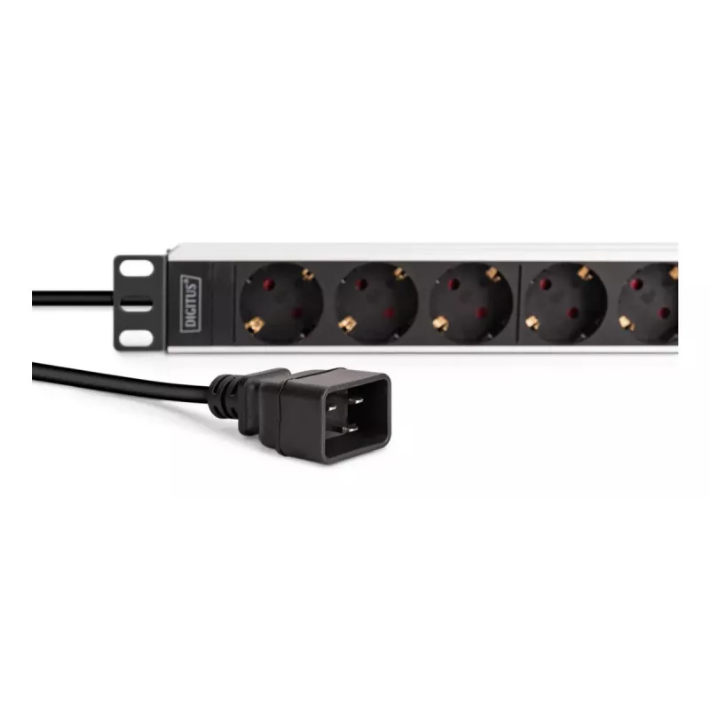 DIGITUS PDU - 1U Aluminium-Rackmount 8x Schutzkontaktsteckdose 1x Ausgang 16A 230VAC 50/60Hz IEC C20 Stecker