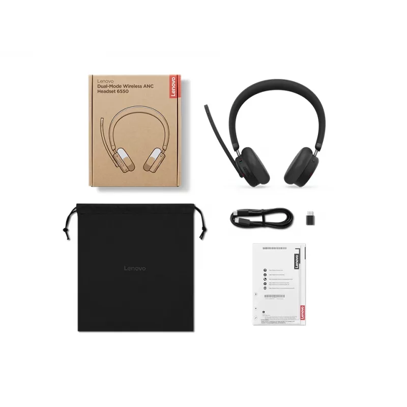 Lenovo ANC Headset 6550 Kabellos Kopfband Büro/Callcenter USB Typ-C Bluetooth Schwarz