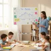 Whiteboard ergo office ER-306 — trocken abwischbare einseitige horizontale Tafel, 1190×790 mm, freistehend aus Stahl mit Rollen, magnetisch