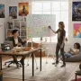 Whiteboard ergo office ER-306 — trocken abwischbare einseitige horizontale Tafel, 1190×790 mm, freistehend aus Stahl mit Rollen, magnetisch