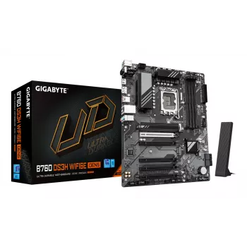 GIGABYTE B760 DS3H WIFI6E GEN5 Mainboard - Unterstützt Intel Core 14. Gen CPUs, 8+2+1 Phasen Digital VRM, bis zu 5600MHz DDR5, 2xPCIe 4.0 M.2, Wi-Fi 6E, 1GbE LAN, USB 3.2 Gen 2x2