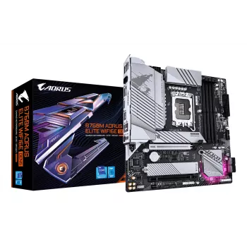 GIGABYTE Motherboard B760M AORUS ELITE WIFI6E GEN5 — Micro ATX, LGA1700, DDR5 bis 5600MHz, 12+1+1 VRM, 2x PCIe4.0 M.2, Wi‑Fi 6E, 2.5 GbE