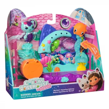 Gabbys Dollhouse: Der Film, Mercats Aquarium-Balkon, mit Spielfigur & Puppenhaus-Zubehör, Kinderspielzeug für Mädchen & Jungen ab 3 Jahren