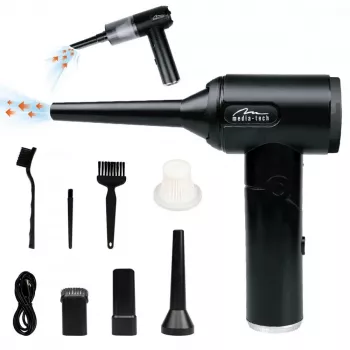 Mini-Gebläse MEDIA-TECH MT6538 2 IN 1 Jet Air Duster — kabelloser Handreiniger, 2000 mAh, 65 W, 2500 l/min, 7000 Pa