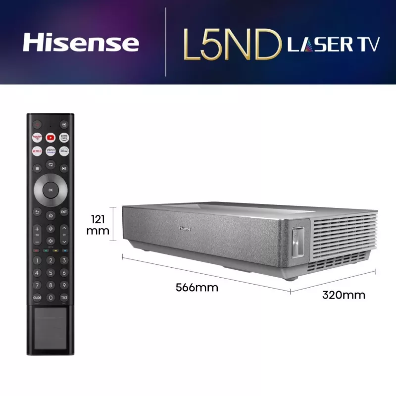 Hisense 120L5ND Projektions-TV Ultra-Kurzdistanz-Projektor 2700 ANSI Lumen DLP UHD 4K (3840x2160) Schwarz, Silber 3D