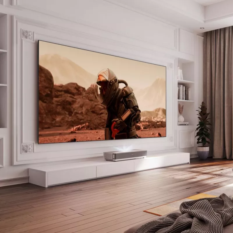 Hisense 120L5ND Projektions-TV Ultra-Kurzdistanz-Projektor 2700 ANSI Lumen DLP UHD 4K (3840x2160) Schwarz, Silber 3D