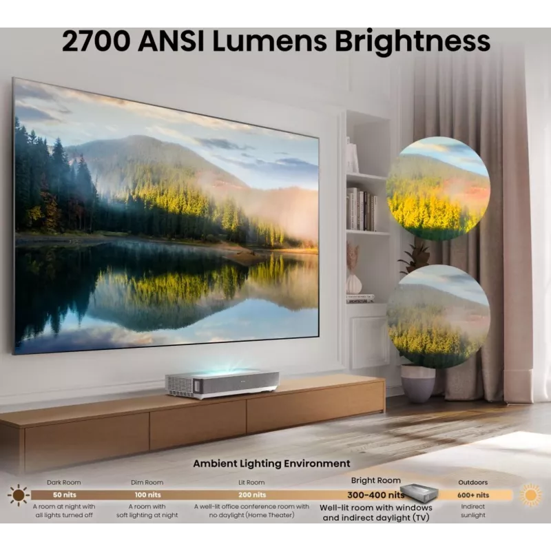 Hisense 120L5ND Projektions-TV Ultra-Kurzdistanz-Projektor 2700 ANSI Lumen DLP UHD 4K (3840x2160) Schwarz, Silber 3D