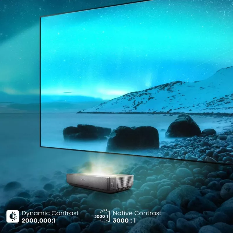 Hisense 120L5ND Projektions-TV Ultra-Kurzdistanz-Projektor 2700 ANSI Lumen DLP UHD 4K (3840x2160) Schwarz, Silber 3D
