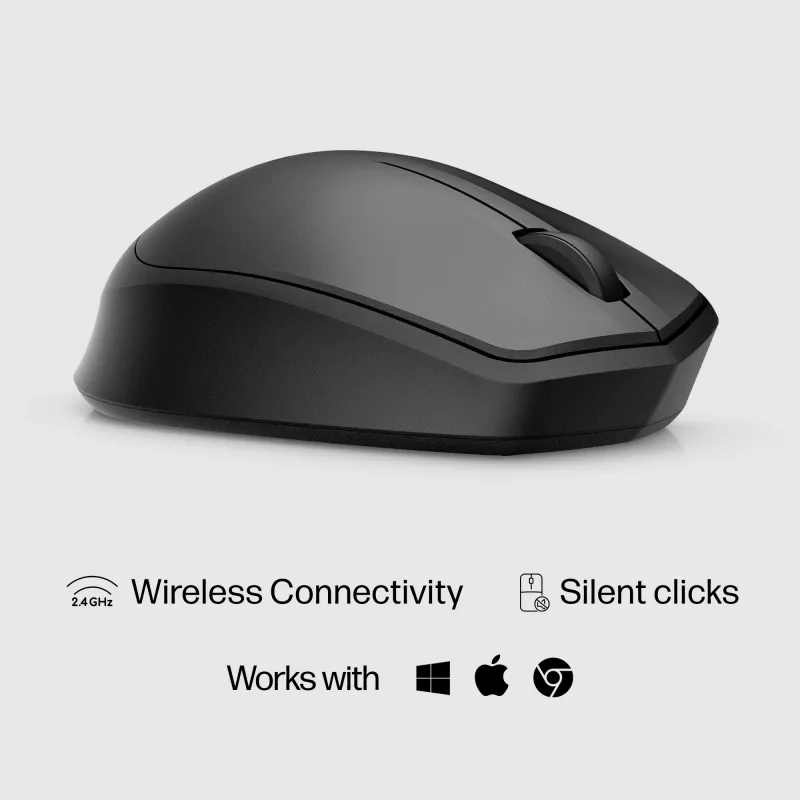 HP 280 Silent Wireless Maus, Rechtshändig, Optisch, RF Wireless, Schwarz