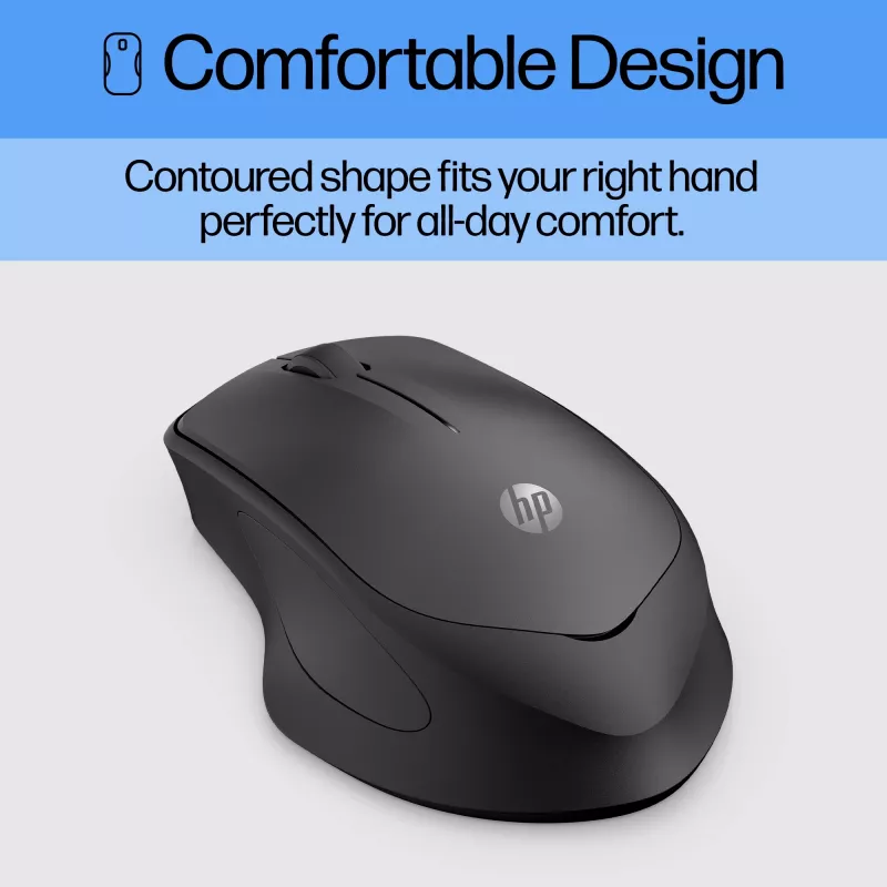 HP 280 Silent Wireless Maus, Rechtshändig, Optisch, RF Wireless, Schwarz
