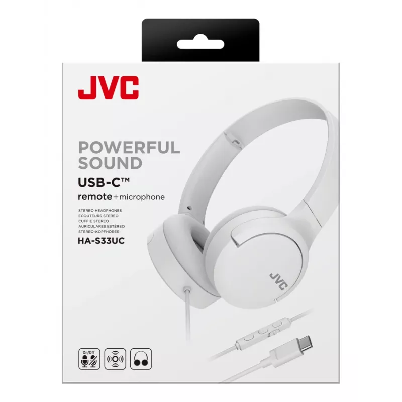 JVC HA-S33UC Headset Wired Head-band Calls/Music USB Type-C White