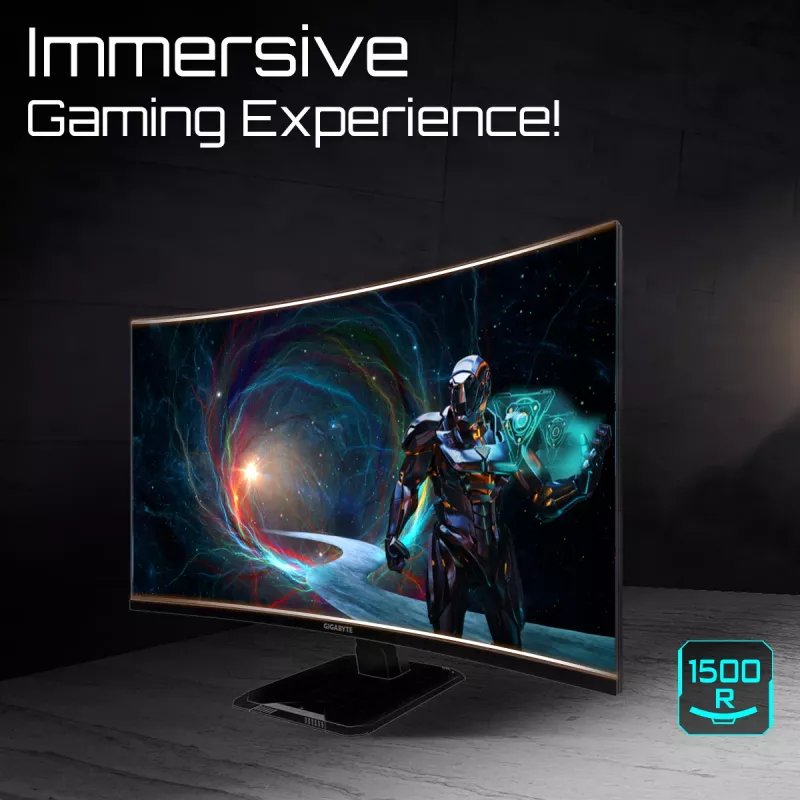 GIGABYTE GS32QCA 80 cm (31,5 Zoll) QHD Curved Gaming-Monitor – 2560 x 1440, 180 Hz, 1 ms, 250 cd/m², FreeSync, HDR-fähig, HDMI 2.0, DisplayPort 1.4