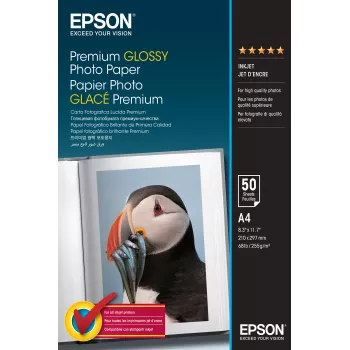 Epson Premium Glossy Photo Paper - A4 - 50 Blatt, Glanz, 255 g/m², A4, Weiß, 50 Blatt, 1 Stück