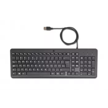 HP 150 kabelgebundene Tastatur, Full-Size (100 %), kabelgebunden, USB, mechanisch, QWERTY, Schwarz