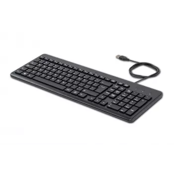 HP 150 kabelgebundene Tastatur, Full-Size (100 %), kabelgebunden, USB, mechanisch, QWERTY, Schwarz
