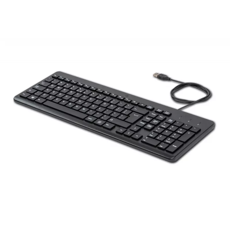 HP 150 kabelgebundene Tastatur, Full-Size (100 %), kabelgebunden, USB, mechanisch, QWERTY, Schwarz