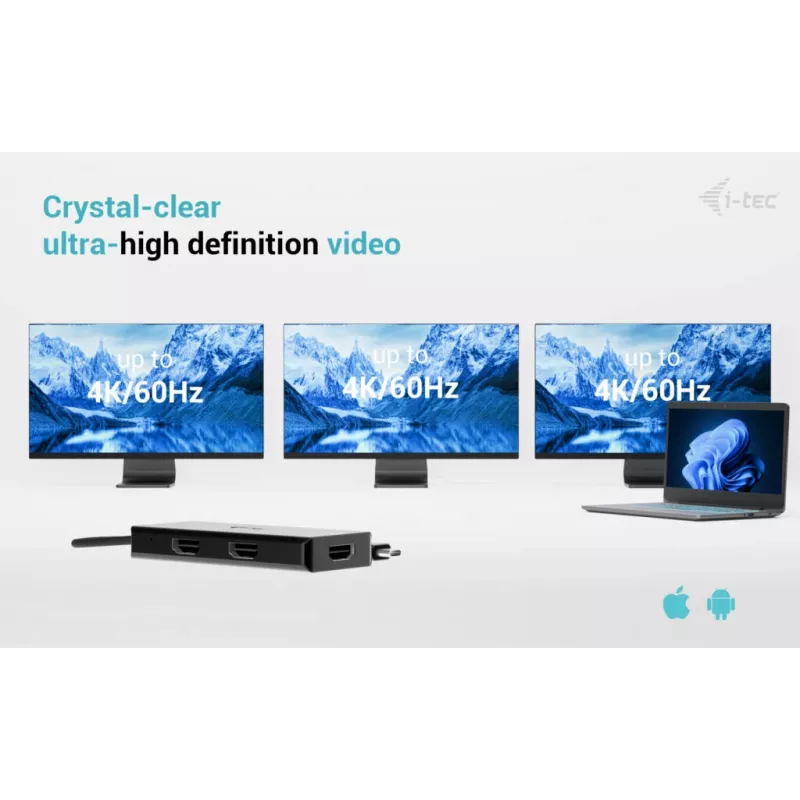 i-tec USB-C Triple 4K HDMI Videoadapter, Power Delivery 100W