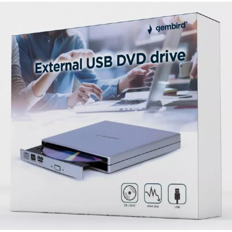 GEMBIRD Externes USB-DVD-Laufwerk, Silber