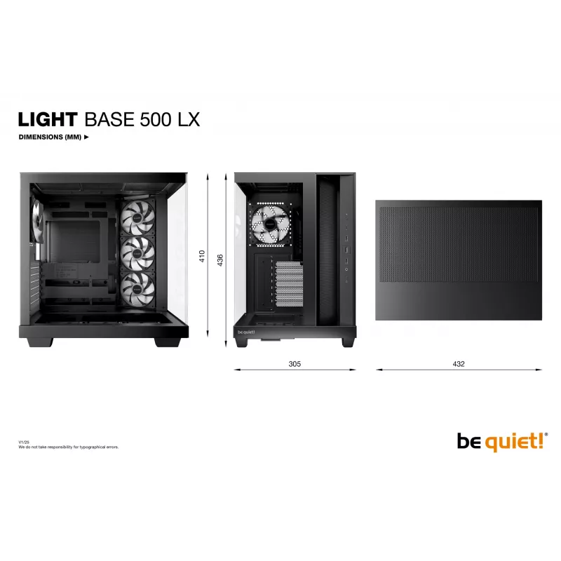 PC-Gehäuse be quiet! Light Base 500 LX Schwarz Midi Tower ATX 3x 120mm Lüfter