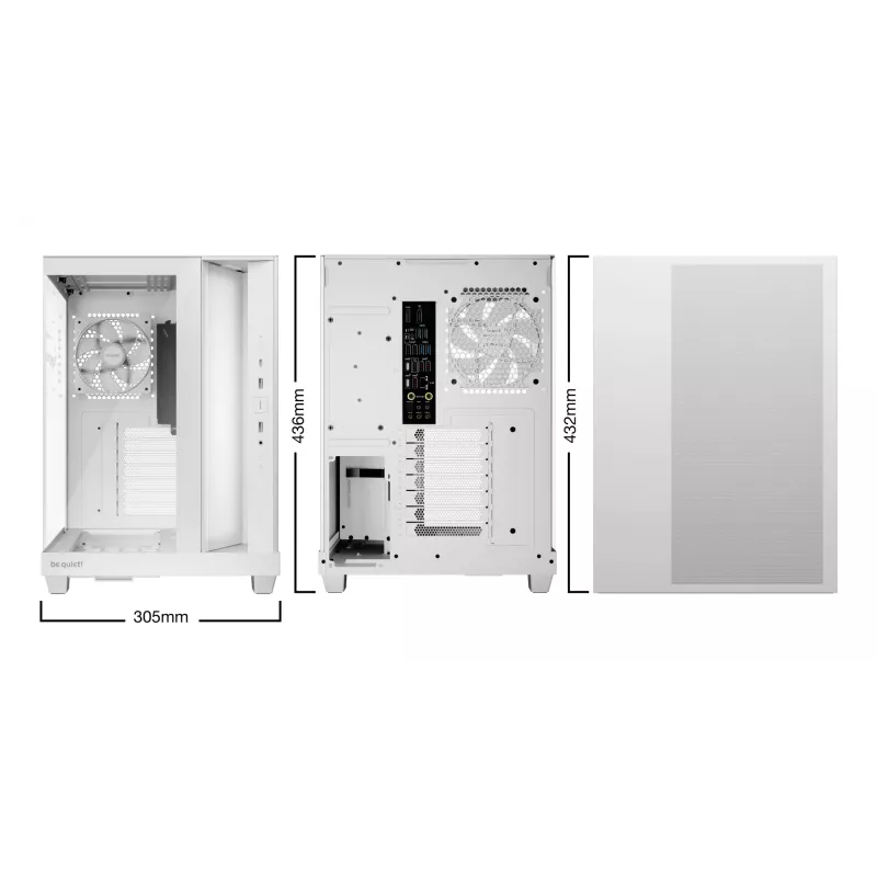 PC-Gehäuse be quiet Light Base 500 LX White Midi Tower ATX/PS2-Netzteilunterstützung 3x120 mm vorne 1x120 mm hinten unterstützt 2,5/3,5-Zoll-Laufwerke 305×436×432 mm
