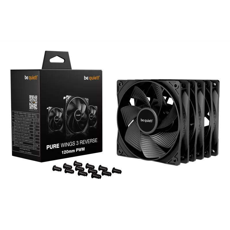 be quiet! Pure Wings 3 120mm | PWM Reverse Triple-Pack Computergehäuselüfter 12 cm Schwarz 3 Stück