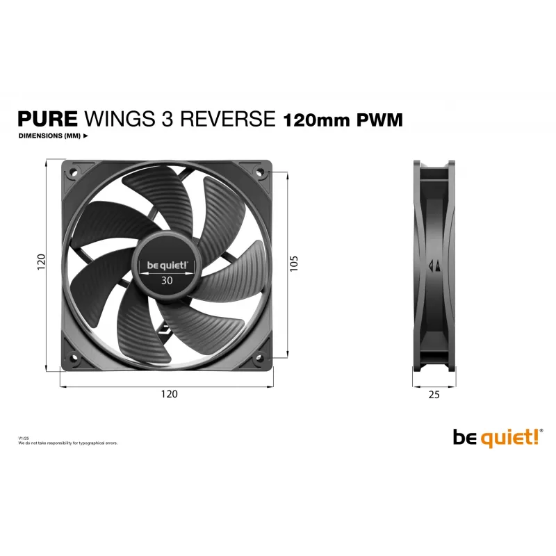be quiet! Pure Wings 3 120mm | PWM Reverse Triple-Pack Computergehäuselüfter 12 cm Schwarz 3 Stück